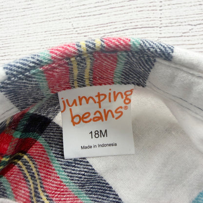 Jumping Beans Toddler Boys Red Green Plaid Button Up Shirt NWT 12-18 Months
