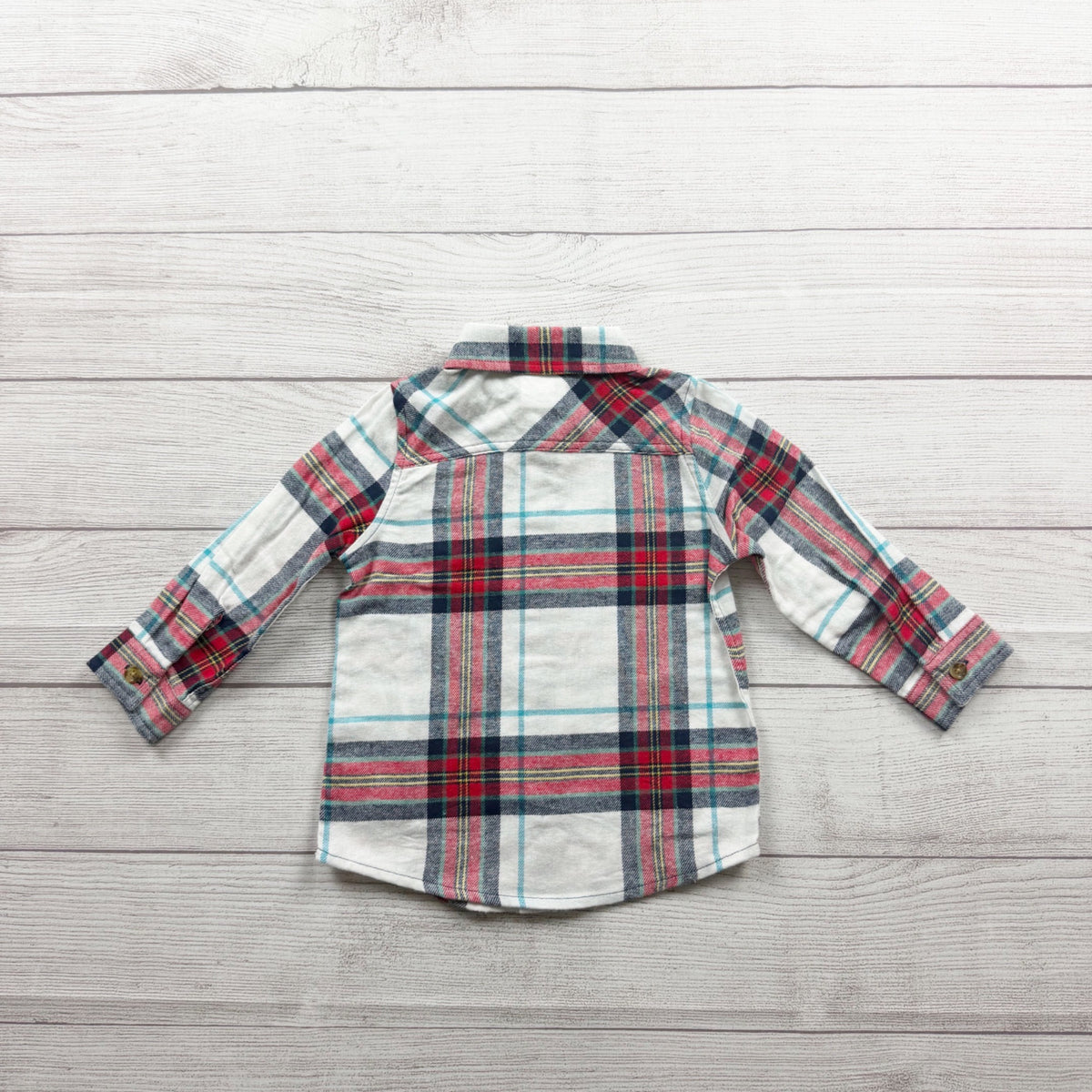 Jumping Beans Toddler Boys Red Green Plaid Button Up Shirt NWT 12-18 Months