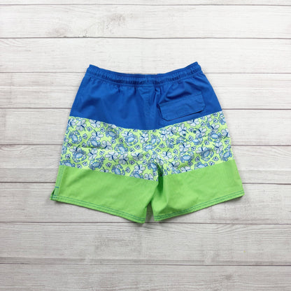Vineyard Vines Boys Swim Trunks Blue Green Colorblock Crab Floral Board Shorts L