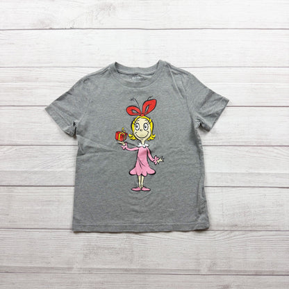 Old Navy Kids Grey Cindy Lou Who Graphic Tee Short Sleeve Crewneck S 6-7