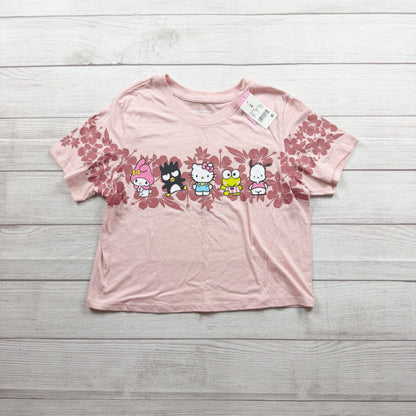 Hello Kitty And Friends Girls Boxy Pink Floral Graphic T-Shirt Hybrid Apparel NWT M