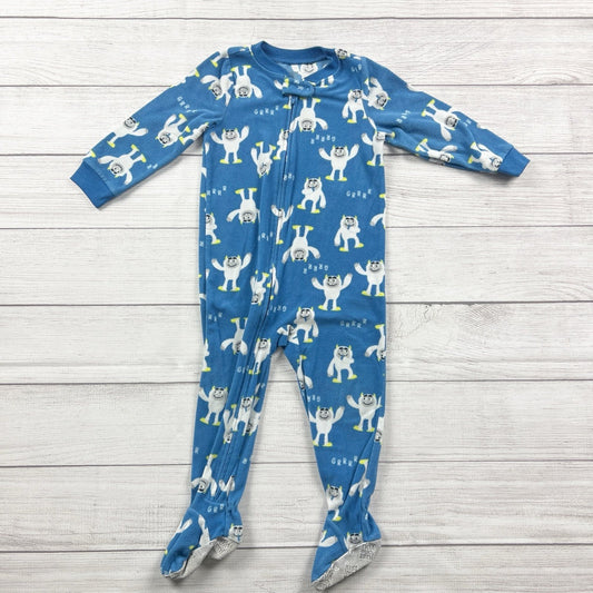Carter’s Fleece Footie Pajamas Baby Boy Yeti Print Zip Up One Piece Sleeper 2T