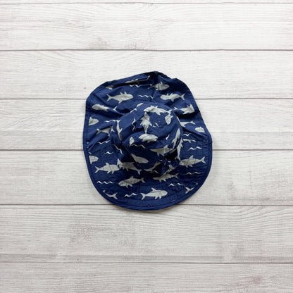 Pottery Barn Kids Baby Shark Nylon Reversible Sun Hat Navy 12-24 Months