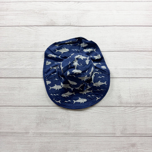 Pottery Barn Kids Baby Shark Nylon Reversible Sun Hat Navy 12-24 Months