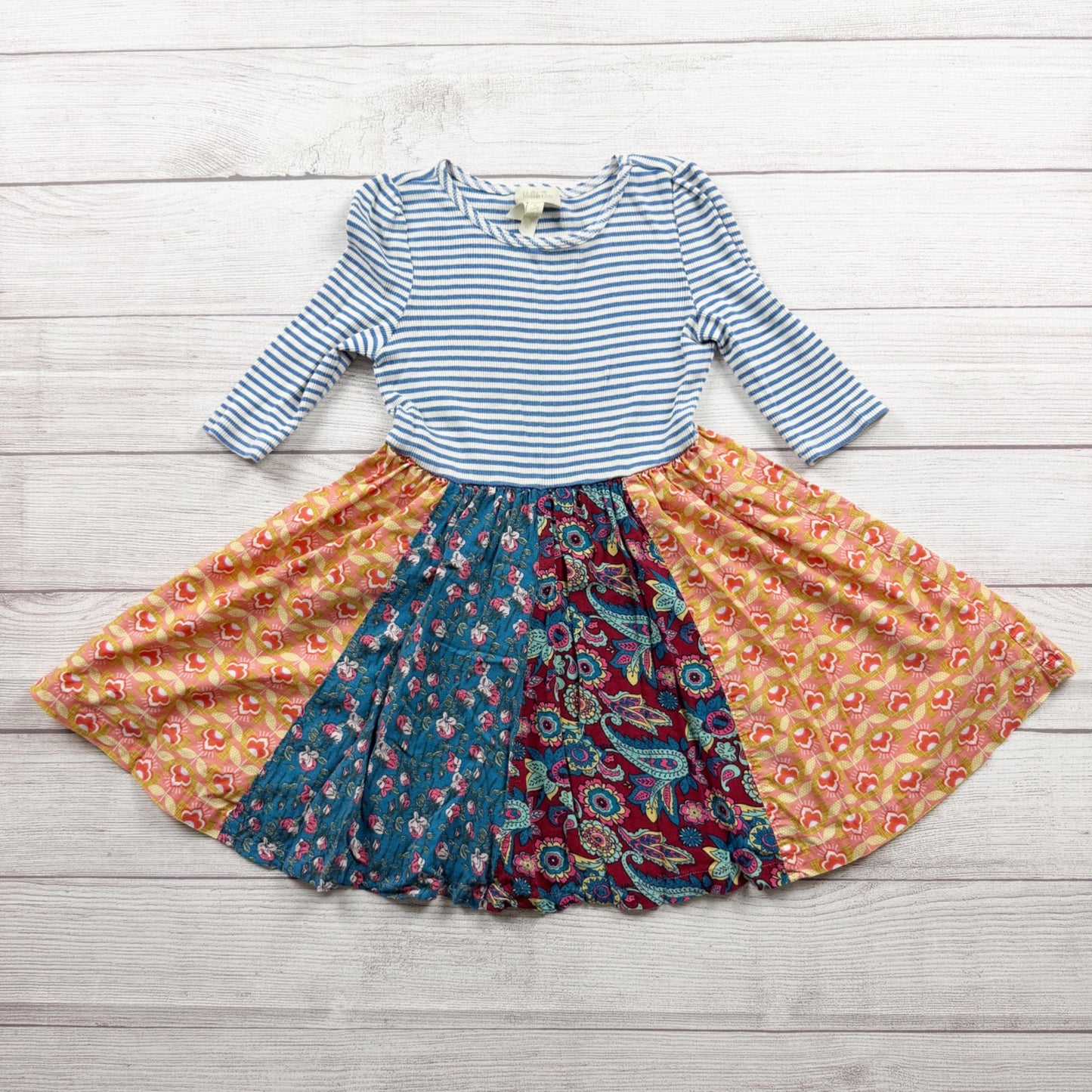 Matilda Jane Girls Multicolor Mixed Print Dress Striped Long Sleeve 6