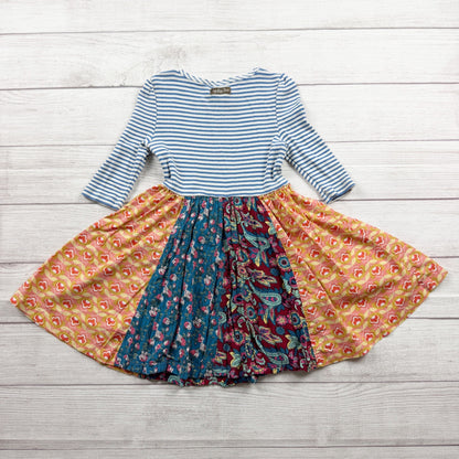 Matilda Jane Girls Multicolor Mixed Print Dress Striped Long Sleeve 6
