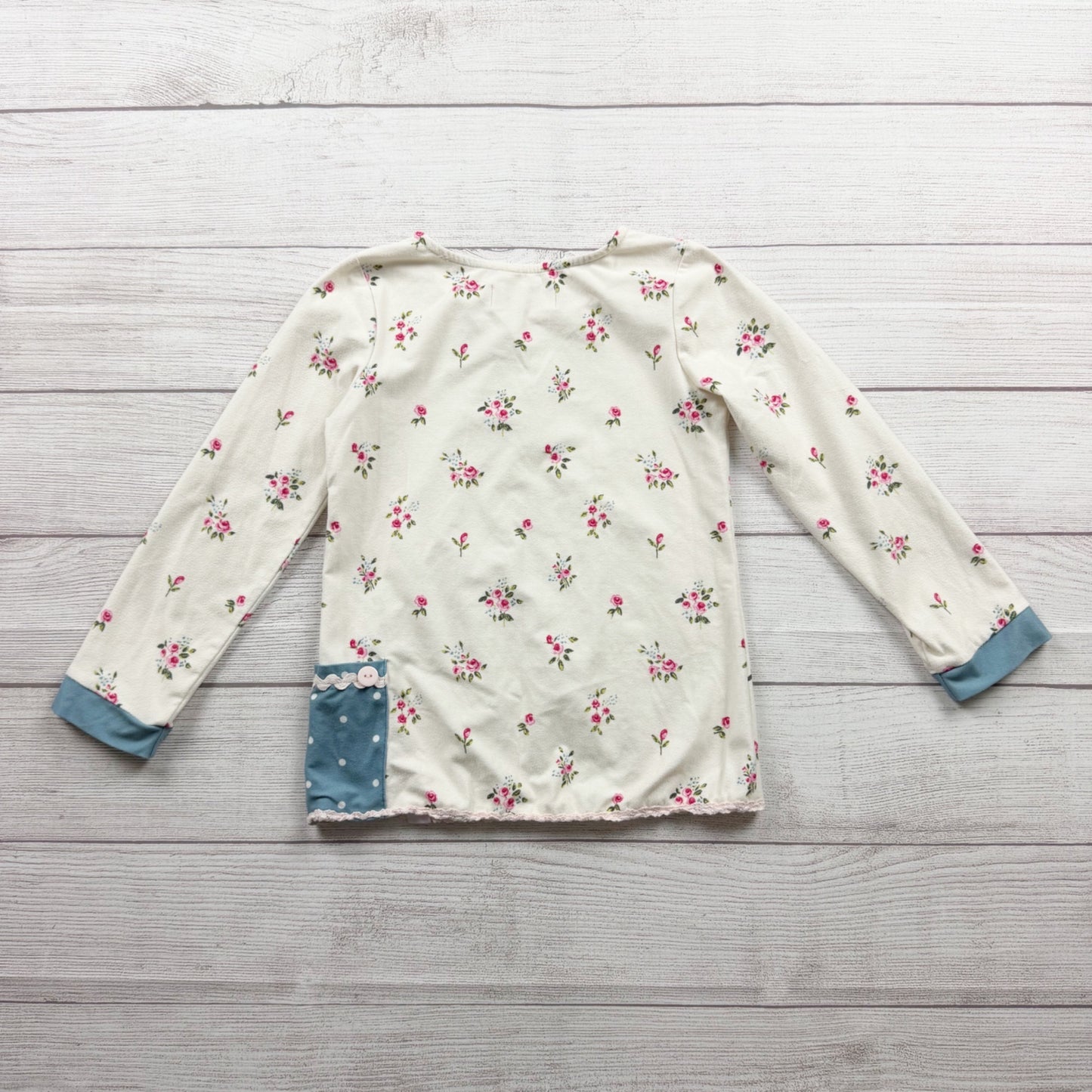 SweetHoney Girls Floral Pajama Set Long Sleeve Polka Dot Pants Cotton Blend 6