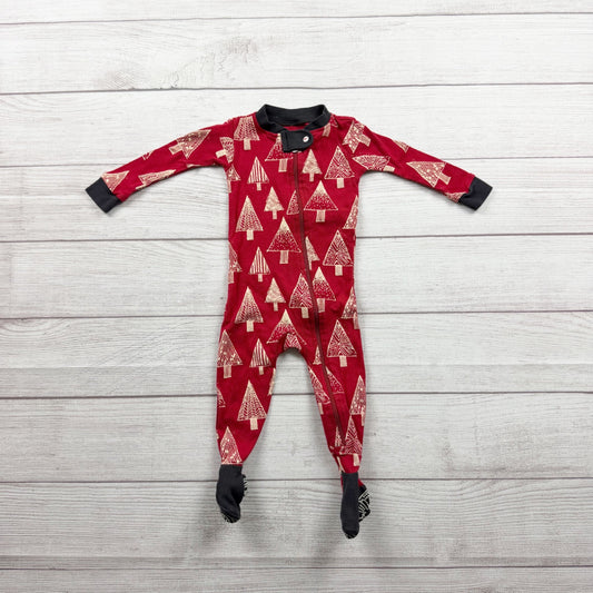Burt’s Bees Baby Christmas Tree Print Organic Cotton Footie Pajamas 3-6 Months
