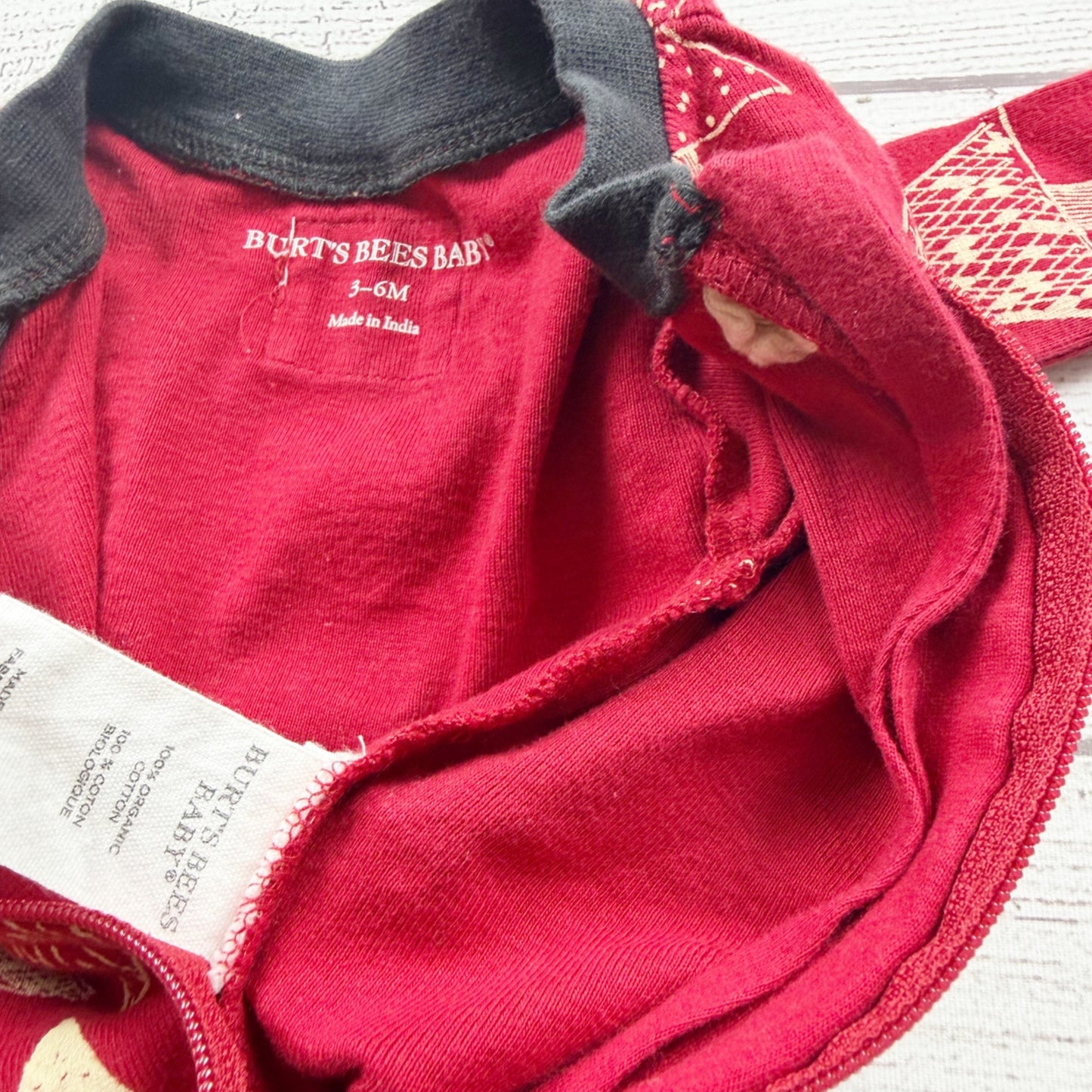 Burt’s Bees Baby Christmas Tree Print Organic Cotton Footie Pajamas 3-6 Months