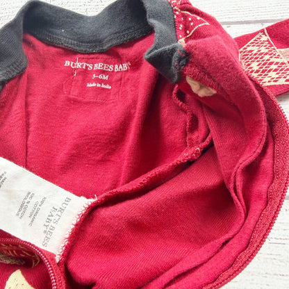 Burt’s Bees Baby Christmas Tree Print Organic Cotton Footie Pajamas 3-6 Months