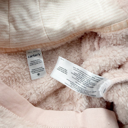 Carter’s Baby Girl Pink Fuzzy Hooded Bunting Suit Sherpa Pram NWT Newborn