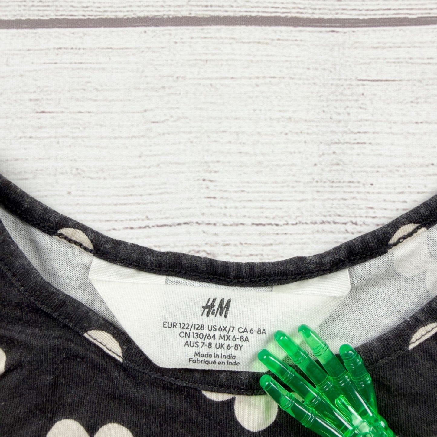 H&M Girls Sleeveless Black White Floral Print Dress 6-8