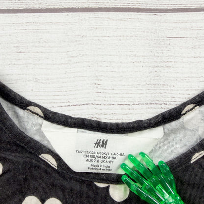 H&M Girls Sleeveless Black White Floral Print Dress 6-8