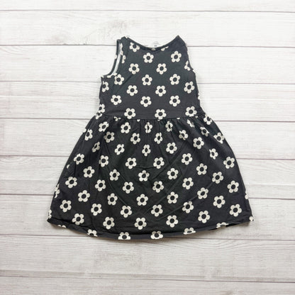 H&M Girls Sleeveless Black White Floral Print Dress 6-8