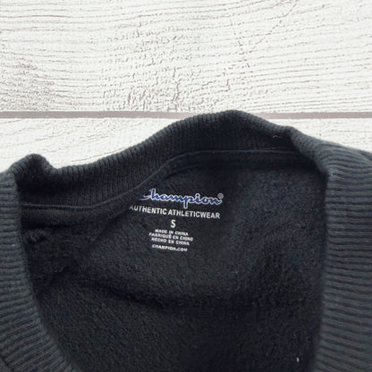 Champion Kids Sweatshirt Black Leopard Logo Pink Script Crewneck Pullover S