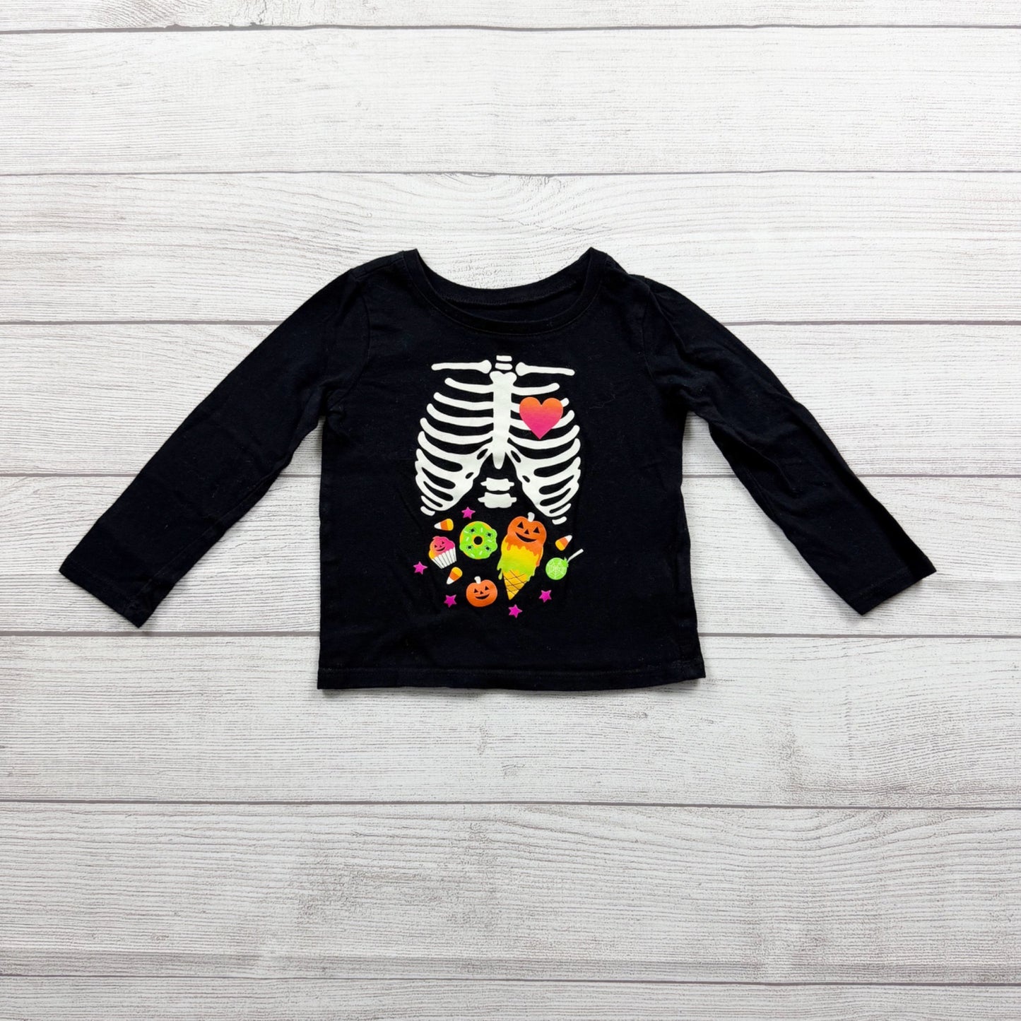 The Children’s Place Toddler Girls Halloween Shirt Skeleton Graphic 18-24 Months