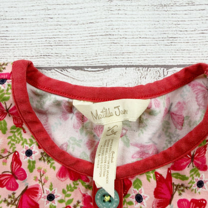 Matilda Jane Girl Tunic Top Butterfly Print Bodice Green Eyelet Hem Sleeveless 6