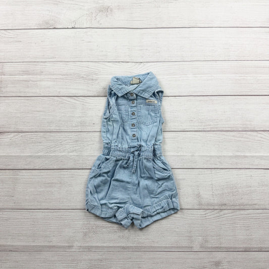 Calvin Klein Jeans Baby Girl Light Wash Denim Romper Sleeveless 12-18 Months