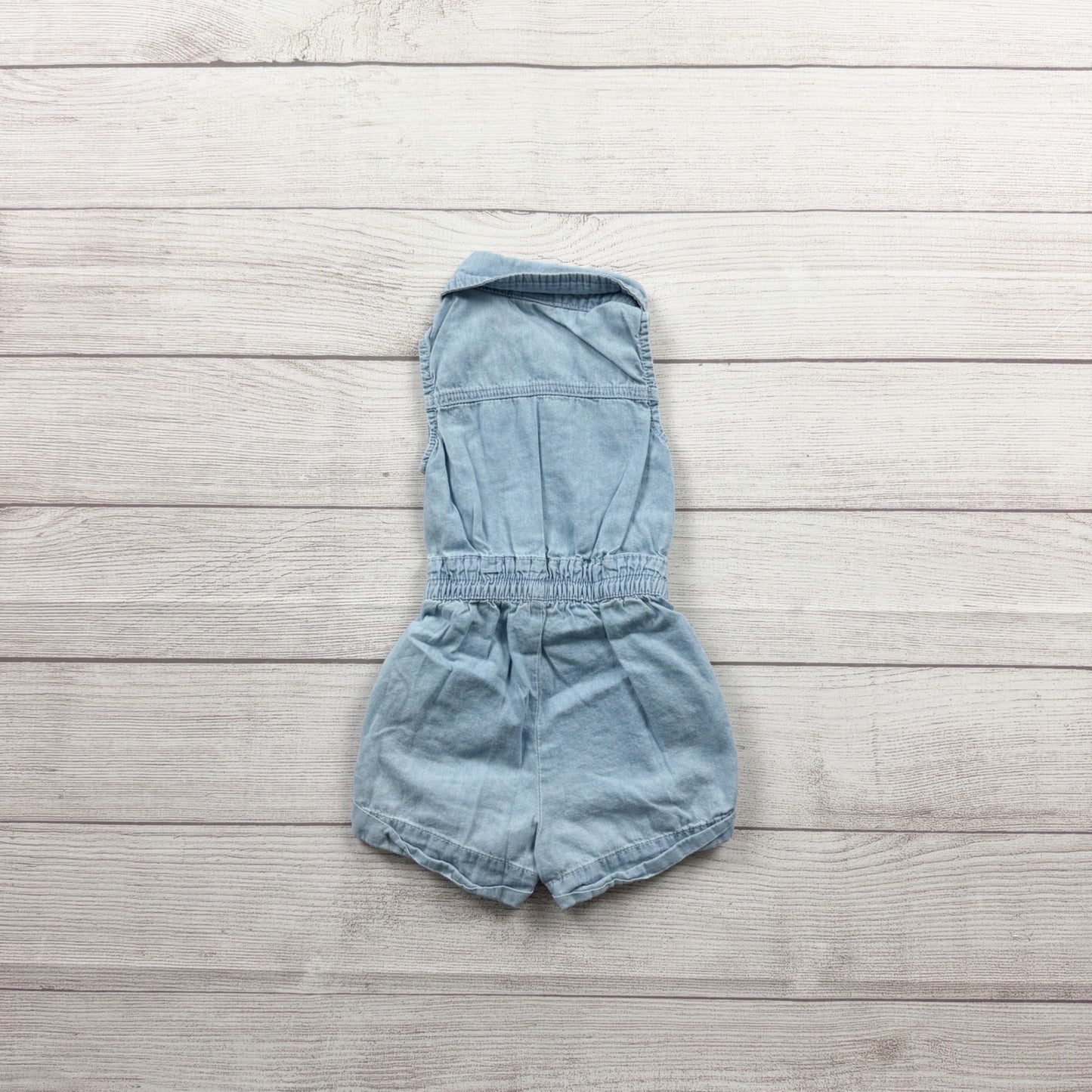 Calvin Klein Jeans Baby Girl Light Wash Denim Romper Sleeveless 12-18 Months