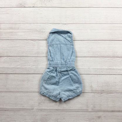 Calvin Klein Jeans Baby Girl Light Wash Denim Romper Sleeveless 12-18 Months