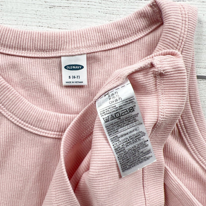 Old Navy Girls Pink Ribbed Tank Top Soft Knit Casual Sleeveless Shirt S 6-7