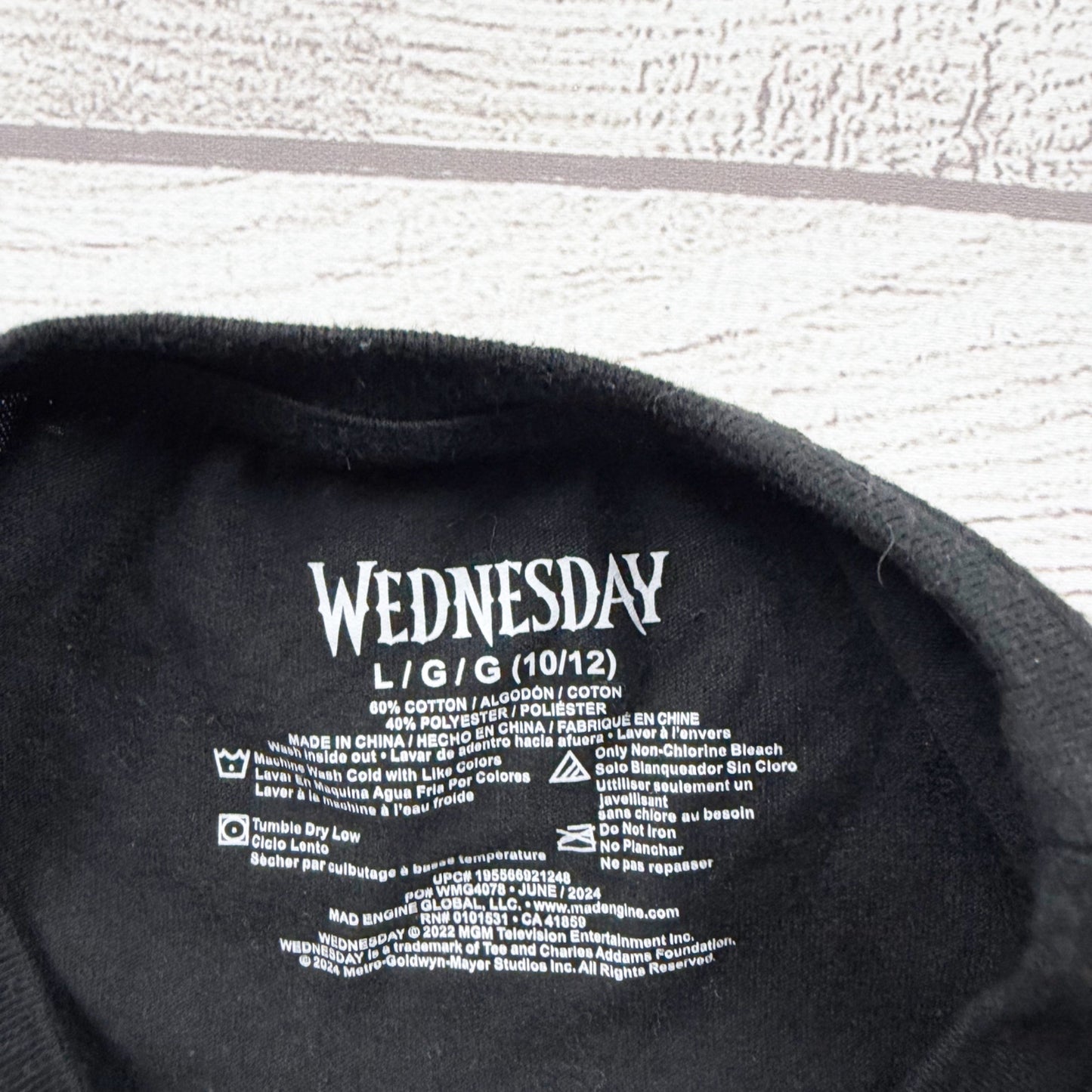 Wednesday Addams Girls Graphic T Shirt Tee On Wednesdays We Wear Black L 10-12