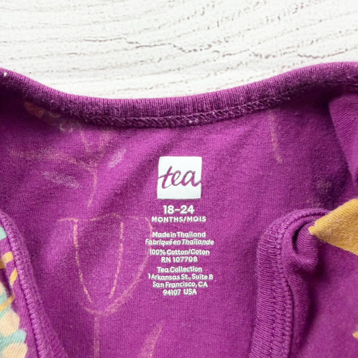 Tea Collection Girls Purple Floral Peplum Romper Long Sleeve 18-24 Months