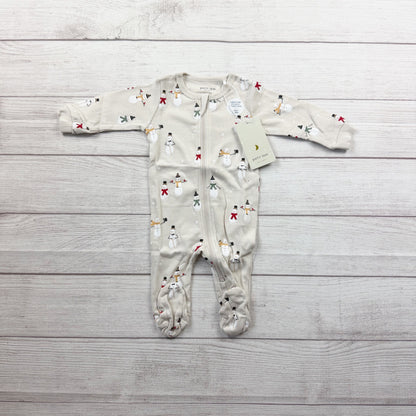 Petit Lem Holiday Baby Snowman Footed Pajamas Zippered Organic NWT 0-3 Months