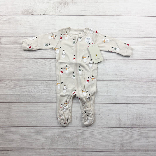 Petit Lem Holiday Baby Snowman Footed Pajamas Zippered Organic NWT 0-3 Months