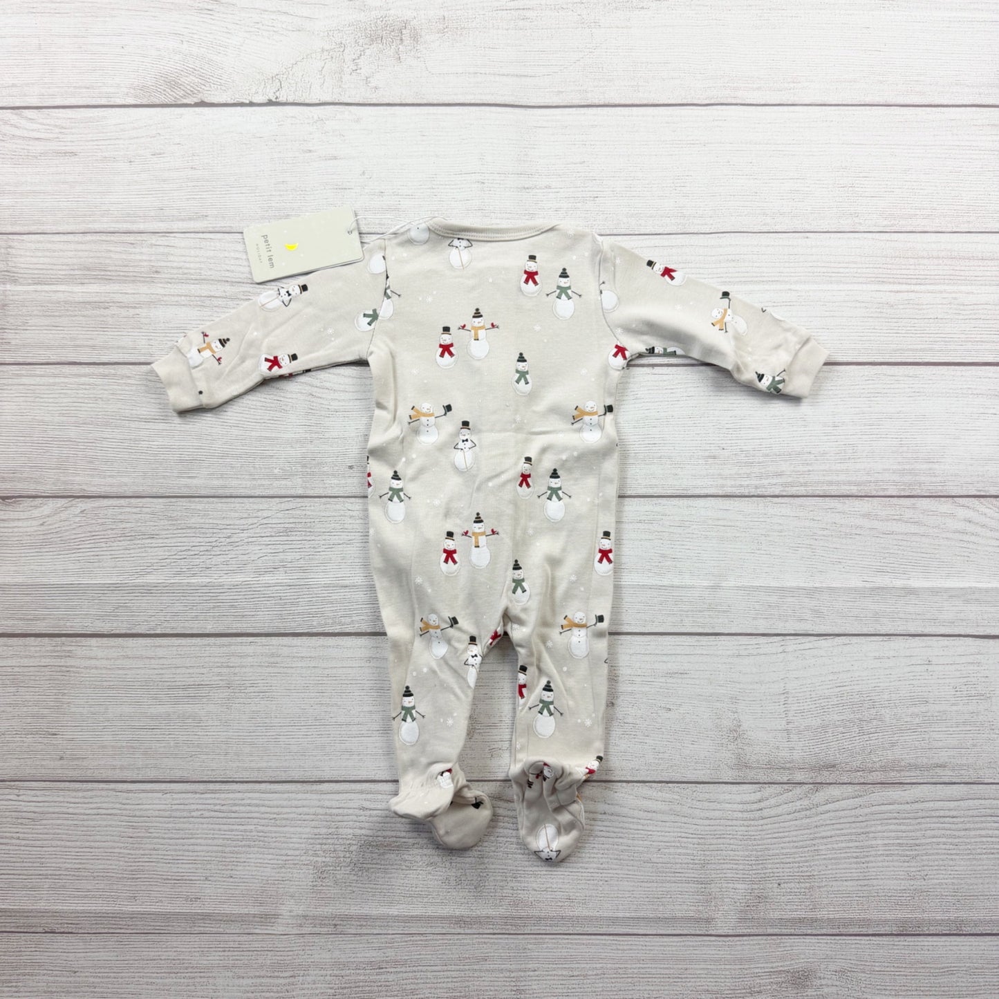 Petit Lem Holiday Baby Snowman Footed Pajamas Zippered Organic NWT 0-3 Months