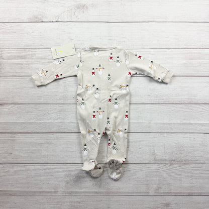 Petit Lem Holiday Baby Snowman Footed Pajamas Zippered Organic NWT 0-3 Months