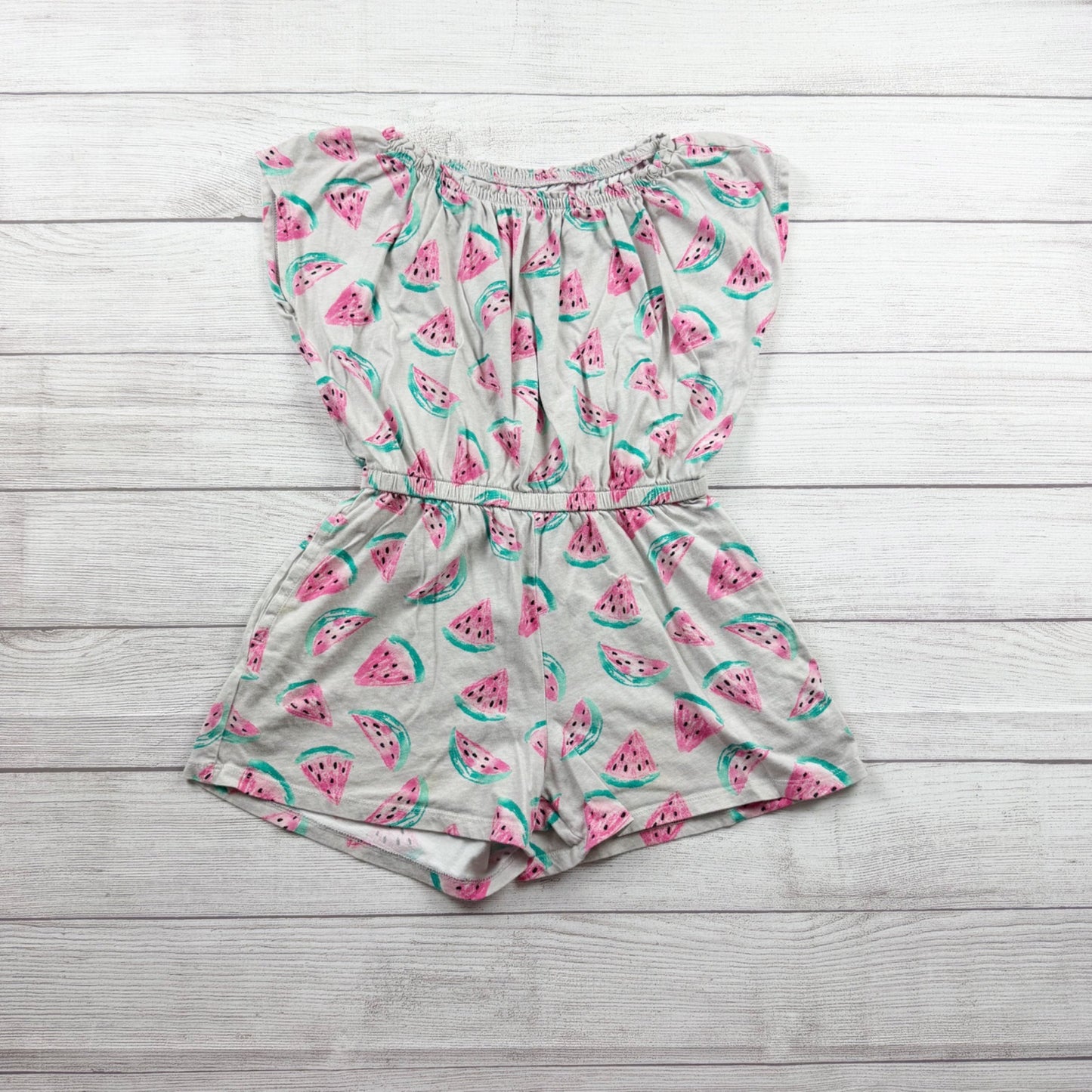 Old Navy Girls Romper Watermelon Print Off Shoulder One Piece Outfit XL 14-16