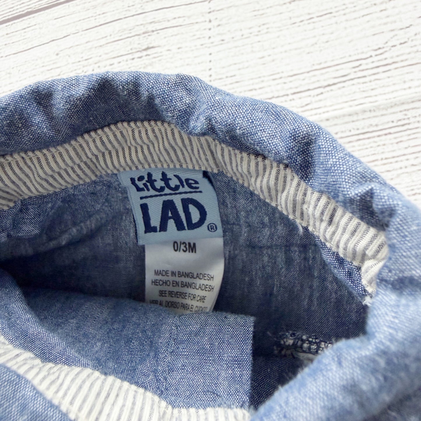 Little Lad Baby Long Sleeve Chambray Button Up Bodysuit 0-3 Months