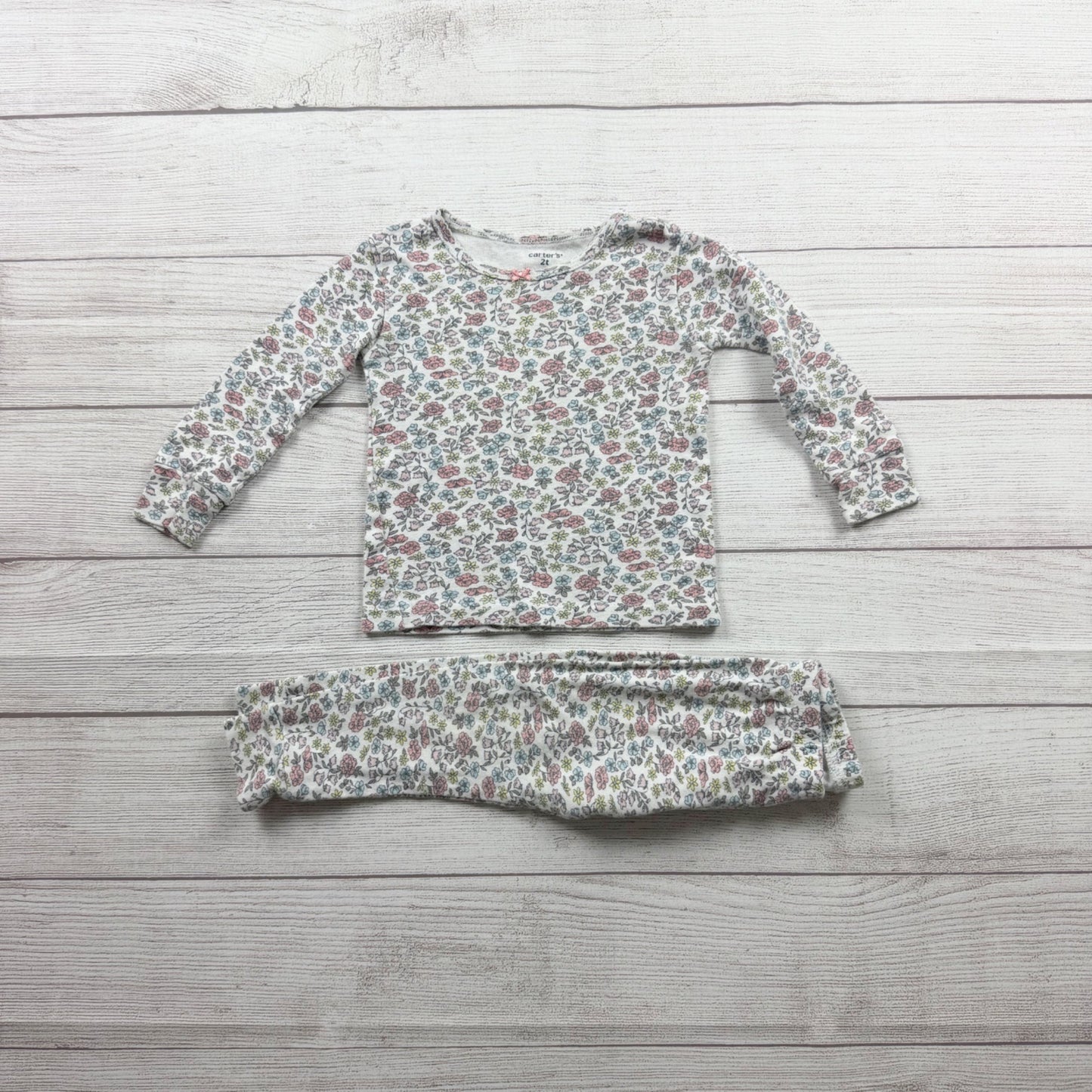 Carter's Floral Print Long Sleeve Pajama Set Toddler Lightweight Cotton Blend 2T