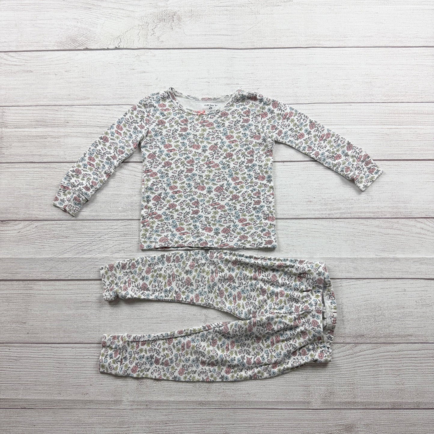 Carter's Floral Print Long Sleeve Pajama Set Toddler Lightweight Cotton Blend 2T
