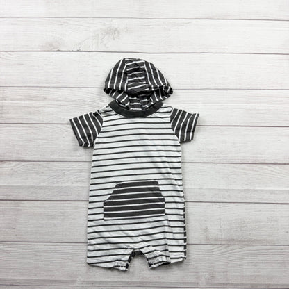 Carter’s Hooded Romper Stripe Short Sleeve One Piece Hoodie Outfit 18-24 Months