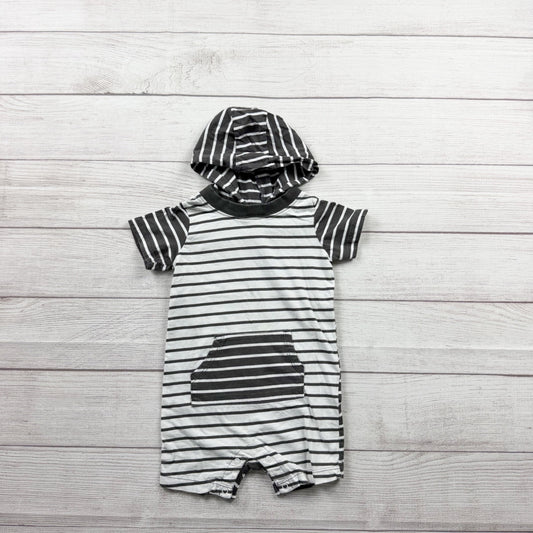 Carter’s Hooded Romper Stripe Short Sleeve One Piece Hoodie Outfit 18-24 Months