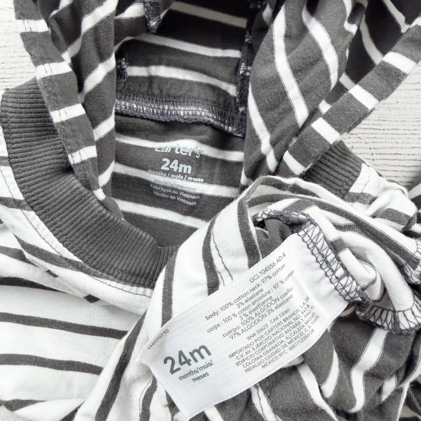 Carter’s Hooded Romper Stripe Short Sleeve One Piece Hoodie Outfit 18-24 Months