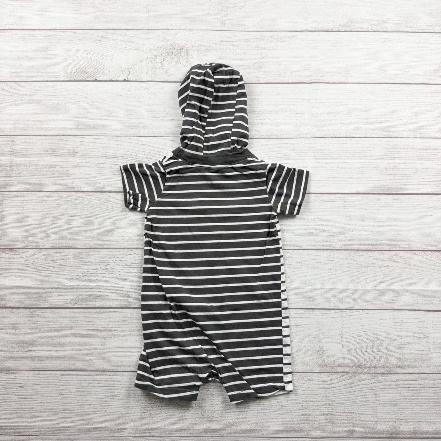 Carter’s Hooded Romper Stripe Short Sleeve One Piece Hoodie Outfit 18-24 Months