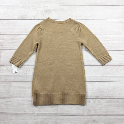 IZ Byer Girls Sweater Dress Tan Gold Knit Long Sleeve Dress Shimmer NWT 7-8