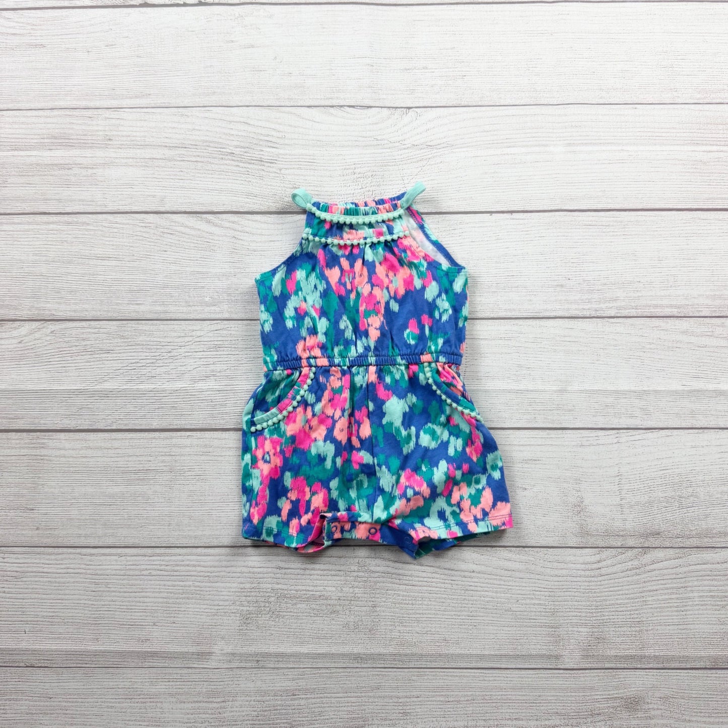 Cherokee Floral Halter Romper Baby Girls Retro Summer Outfit 3-6 Months