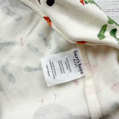 Burt's Bees Baby Organic Cotton Footed Pajamas Turkey Hand Print NWT 0-3 Months