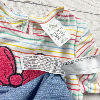 Disney Minnie Mouse Girls Dress Rainbow Stripe Long Sleeve Denim Skirt Pocket 4