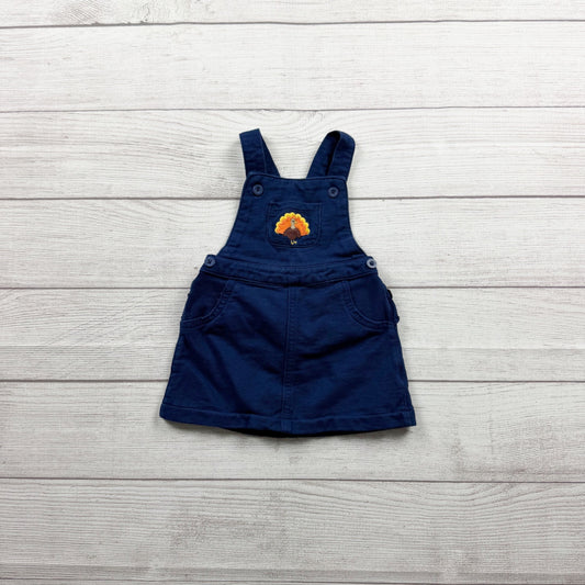 Carter's Baby Girls Jumper Dress Navy Blue Turkey Applique 6-9 Months