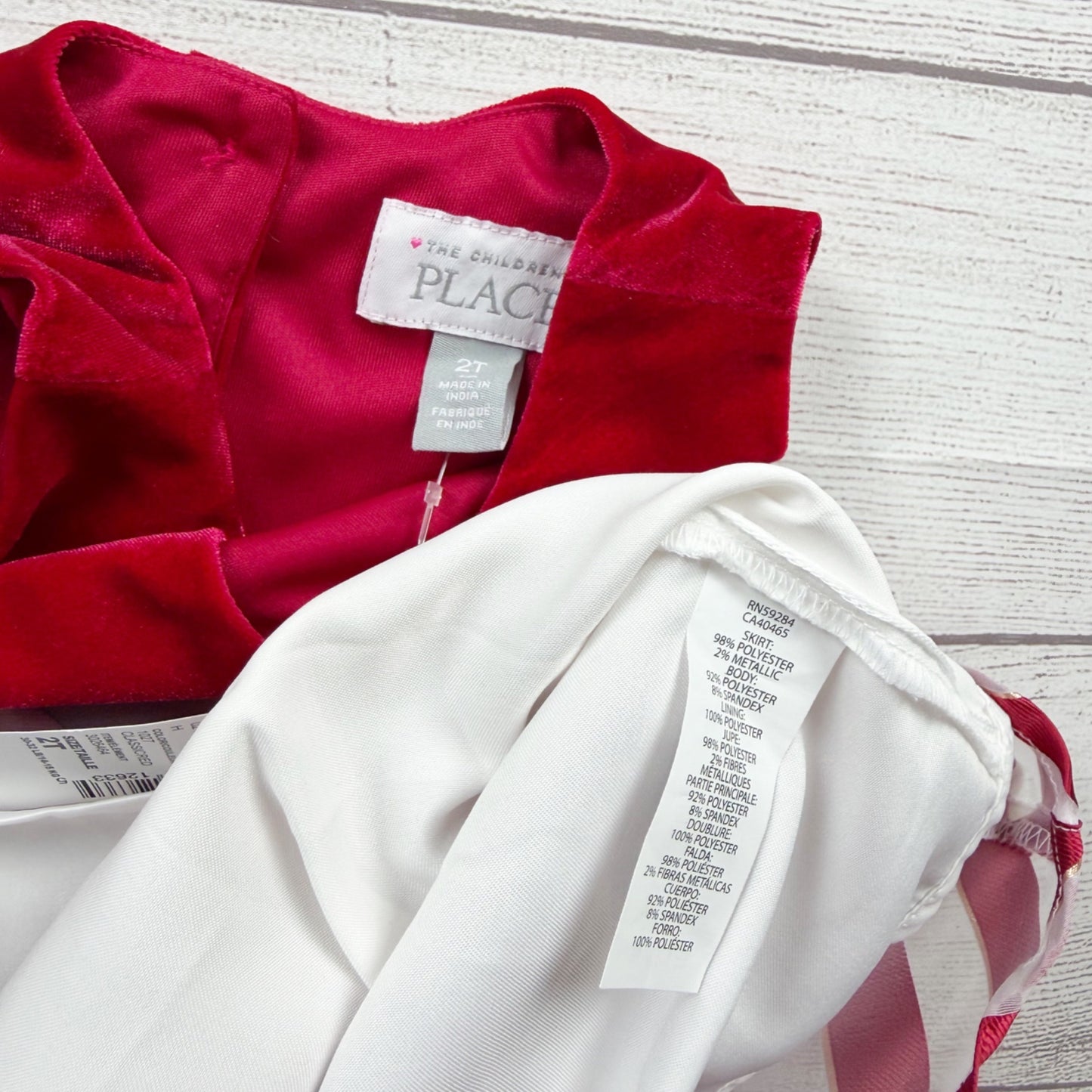 The Children’s Place Toddler Girls Red Velvet Holiday Dress Candy Cane NWT 2T