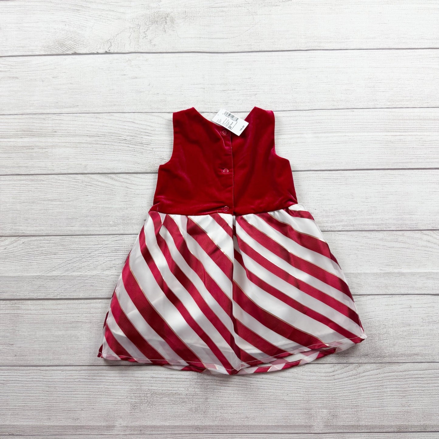 The Children’s Place Toddler Girls Red Velvet Holiday Dress Candy Cane NWT 2T
