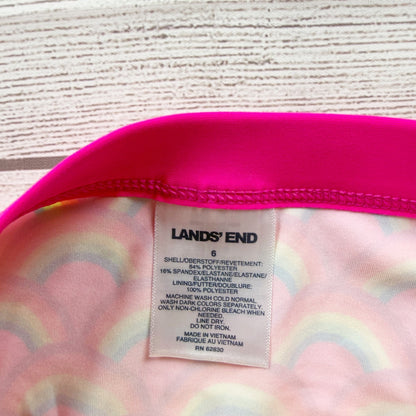 Lands' End Girls Bikini Swimsuit Rainbow Print 2 Piece Crossback Top Bottoms 6