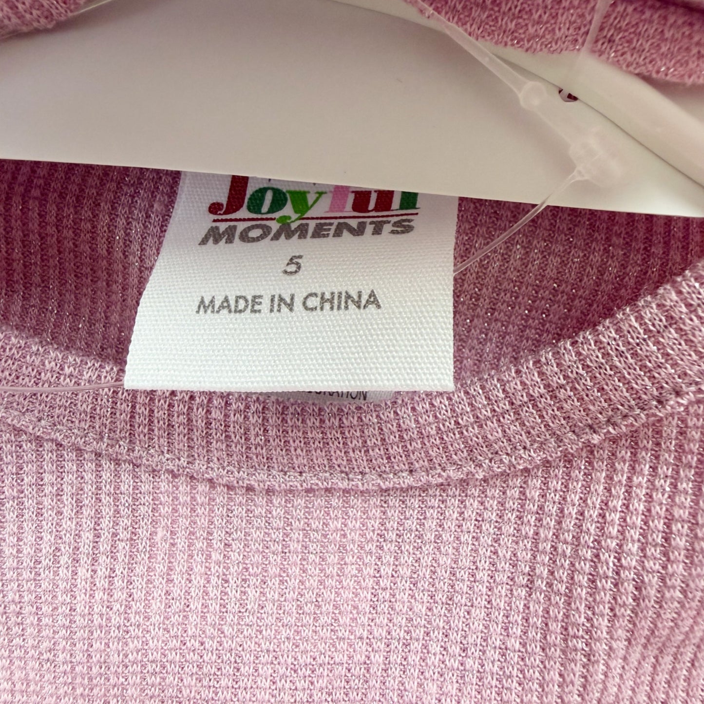 Joyful Moments Girls Be Merry Dress Pink Tulle Skirt Long Sleeve Bow Set NWT 5