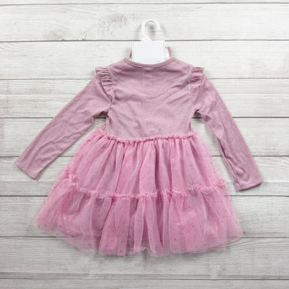 Joyful Moments Girls Be Merry Dress Pink Tulle Skirt Long Sleeve Bow Set NWT 5