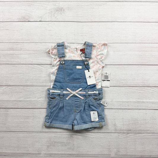 7 For All Mankind Baby Overall Shorts Set Shortalls 2PC Outfit NWT 12-18 Months